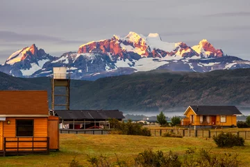 Schapenvacht deken met patroon Cuernos del Paine Sunrise in Torres del Paine seen from a valley of Serrano River