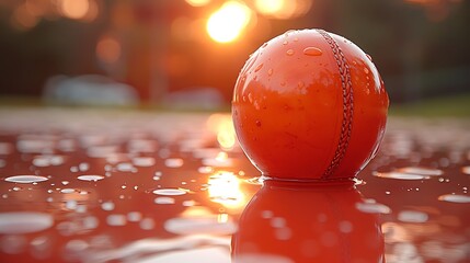 Witness the artistry of a cricket ball's shine, its polished surface reflecting the skill and dedication of the bowler who seeks to master its flight. - obrazy, fototapety, plakaty