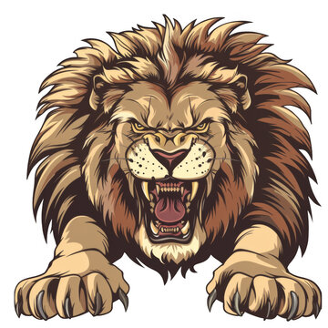 recommend clip art: Lion with claws out vector clip art illustration, white background