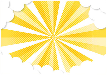 雲いっぱいの集中線放射線背景8イエロー