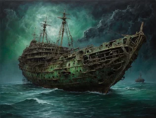 Velvet curtains Shipwreck old ship wreck