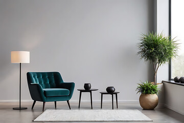 Modern minimalist interior with copy-space background concept, blank space. Urban Zen: Modern Minimalist Interior with Room for Text