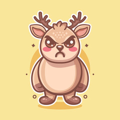serious deer animal character mascot with angry expression isolated cartoon