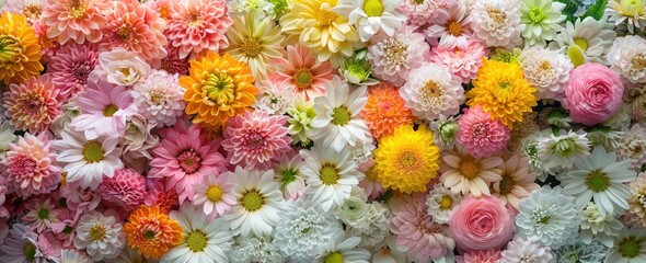 Colorful Chrysanthemum Flowers and Daisies Floral Background