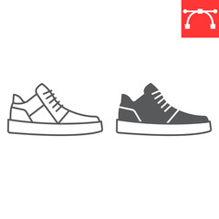 Running shoes line and glyph icon, clothes and footwear, sneakers vector icon, vector graphics, editable stroke outline sign, eps 10.
