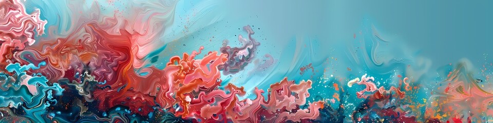 Fototapeta na wymiar A symphony of coral and turquoise dances across an abstract stage, invoking a sense of tropical serenity.