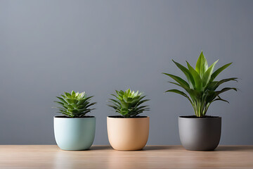 Plant in pots with copy-space background concept, blank space. Urban Jungle: Potted Plants Bringing Nature Indoors