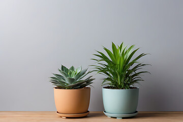 Plant in pots with copy-space background concept, blank space. Verdant Vibes: Vibrant Potted Plants for Home