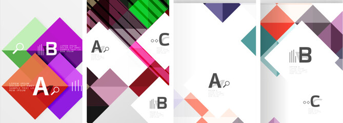 Set of square geometric poster backgrounds. Vector illustration For Wallpaper, Banner, Background, Card, Book Illustration, landing page