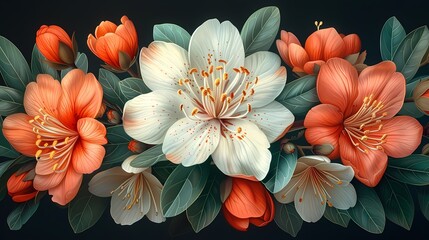 Retro floral botanical illustration poster background - obrazy, fototapety, plakaty