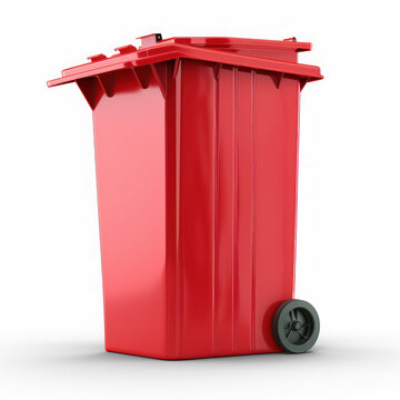 red garbage bin on transparency background PNG
