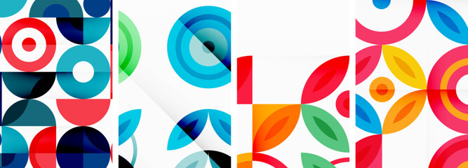 Obraz premium Round geometric elements and circles in background design for wallpaper, business card, cover, poster, banner, brochure, header, website