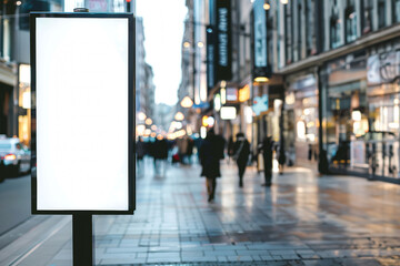 Street light box, billboard on blurred street background of modern city - obrazy, fototapety, plakaty