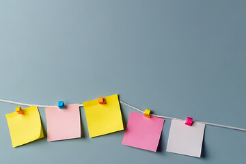 Sticky notes in copy-space background concept, big blank space. Vibrant Reminders: Brightening Tasks with Sticky Notes