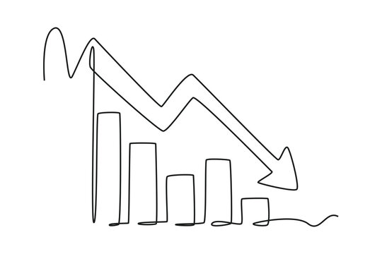 Continuous one line drawing charts, diagrams, schemes, graphs concept for business presentation. Doodle vector illustration.	