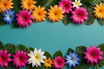 Tropical flower with copy-space background concept, blank space. Sunny Splendor: Blank Space Tropical Flower Symphony