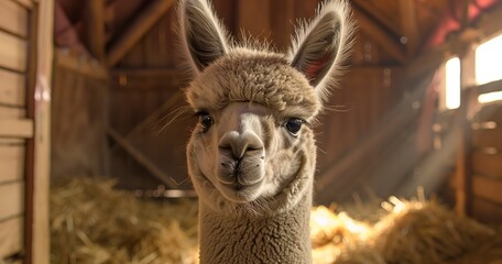 Fototapeta premium Alpaca with a gentle gaze, wool luxurious, a fiber producer. 