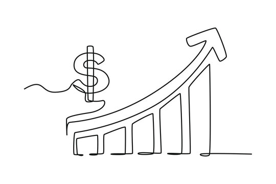 Continuous one line drawing charts, diagrams, schemes, graphs concept for business presentation. Doodle vector illustration.	