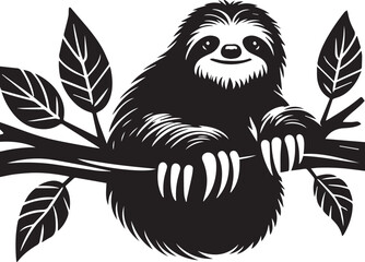  sloth vector  silhouette style 