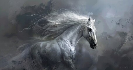 Horse with a sleek coat, mane flowing, strength and grace combined.
