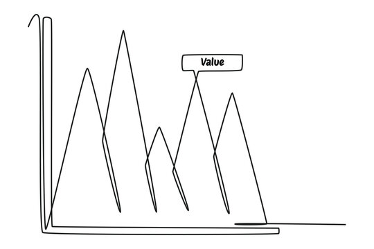 Continuous one line drawing charts, diagrams, schemes, graphs concept for business presentation. Doodle vector illustration.	