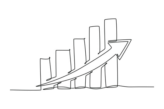 Continuous one line drawing charts, diagrams, schemes, graphs concept for business presentation. Doodle vector illustration.	