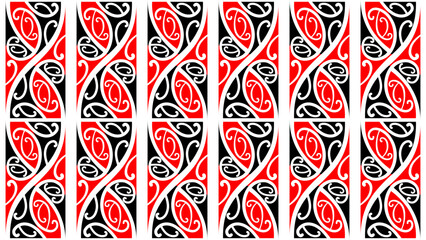 Traditional Maori Pattern with Koru or Silver Fern Fiddlehead Curves