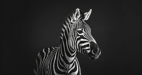 Fototapeta na wymiar Zebra with striking black and white stripes, alert and social.