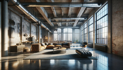Spacious Room With Abundant Windows and Couches - obrazy, fototapety, plakaty