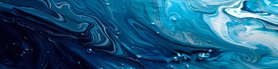 Abstract paint strokes in a liquid blue palette, forming an elegant and dynamic backdrop.