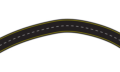 Horizontal asphalt road template. Winding road vector illustration. Seamless highway marking Isolated on white background eps 10. - obrazy, fototapety, plakaty