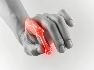 Highlighted Bone Structure in Human Hand X-ray Concept.
