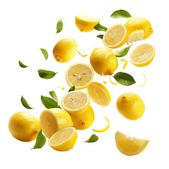 falling lemon slice isolated 
