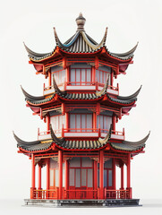 Fototapeta premium Beautiful pagoda tower design full of traditional Chinese or Japanese architectural elements.