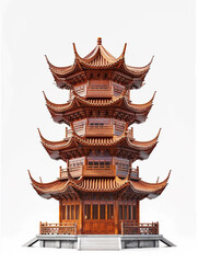 Obraz premium Beautiful pagoda tower design full of traditional Chinese or Japanese architectural elements.