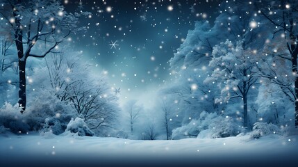Beautiful ultrawide background image of light snowfall falling over of snowdrifts
