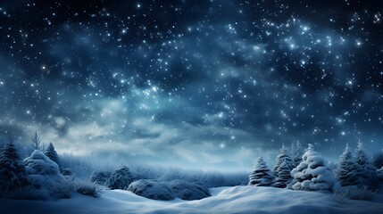 Beautiful ultrawide background image of light snowfall falling over of snowdrifts - obrazy, fototapety, plakaty