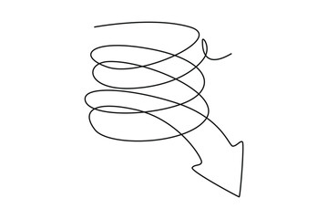 One continuous line drawing of arrow concept. Doodle vector illustration in simple linear style.