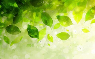 A green leafy background with a few leaves scattered around