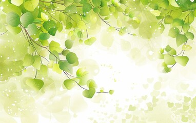 A green leafy background with a few leaves scattered around