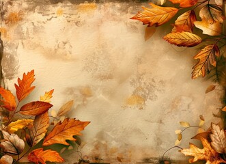 A frame of autumn leaves with a blank space in the middle