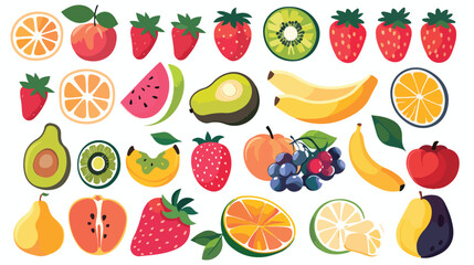 Fruit illustration on white background flat cartoon
