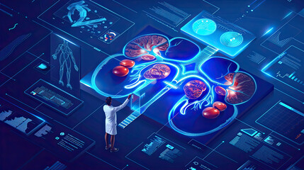 Medical research or kidney health care with diagnostics and biometrics infographics is important for clinical and hospital dialysis or kidney stone disease.