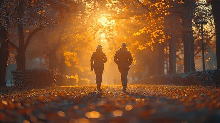 Cardio training. Close up of energetic fit sportsman spending morning in park and jogging together with wife. Active pensioners taking care of health and doing regular physical activities on nature