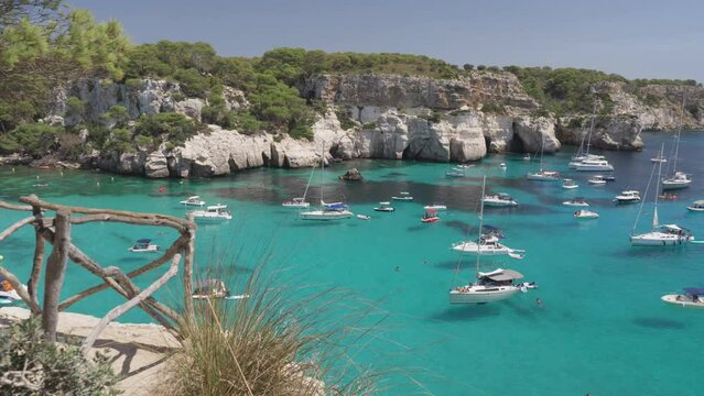 Viewpoint over the Cala Macarella cove in Menorca island, Spain