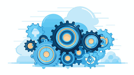 Gears technology support industry cartoon vector il