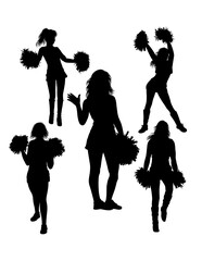 Female cheerleader sport dance action pose silhouette