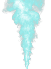 Abstract turquoise smoke swirls isolated on a transparent background
