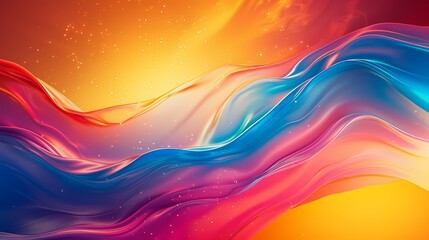 A cascade of vivid hues merging and colliding, forming a dynamic gradient wave in a simple yet mesmerizing abstract background. - obrazy, fototapety, plakaty