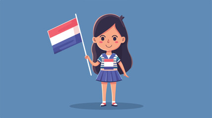 Girl holding flag of thailand flat cartoon vactor i